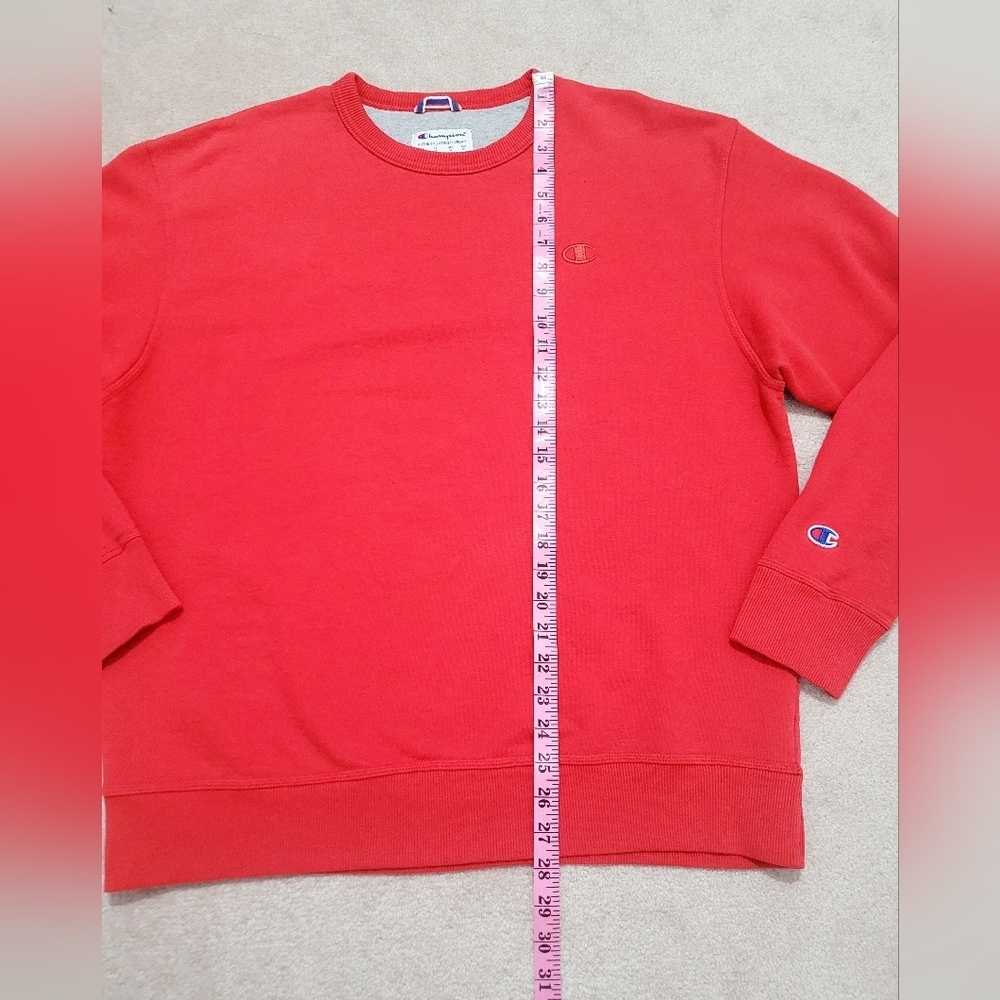 Champion Red Crewneck Sweatshirt Unisex Size Large Classic Logo Pullover - Picture 8 of 12